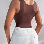 Chicme Contourx U Neck Shapewear Built In Bra Sleeveless High Strechy Slim Fit Tank Bodysuits