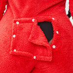 3D Ear Buttoned Flap Functional Fluffy Lounge Jumpsuit
