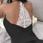 Crochet Lace Trim Backless Cami Top And Shorts Set Pajams Set Sleepwear