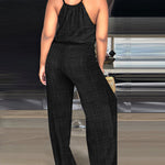 Womens Spaghetti Strap Drawstring Tied Waist Jumpsuit Casual Overalls