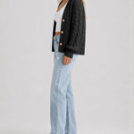 Women's Cable Knit Cardigan V Neck Button Down Chunky Knit Sweater Loose Lantern Sleeve Warm Outerwear