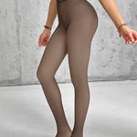 Fleece Lined Tights Sheer Fake Translucent Thermal High Waist Pantyhose Tights Leggings