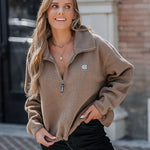 Stand Collar Zipper Design Casual Sweatshirt