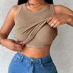 ChicMe Built-in Bra Ribbed Round Neck Tank Top