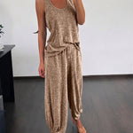 Women's 2 Piece Set U-Neck Tank Top and Straight Leg Pants Casual Loungewear