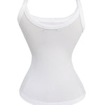 Scoop Neck Spaghetti Strap Ribbed Top Casual Sleeveless Slim Fit Tank