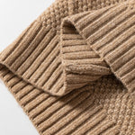 Round Neck Long Sleeve Drop Shoulder Pullover Sweater Casual Loose Fit Cable Knit Mid Length Sweater
