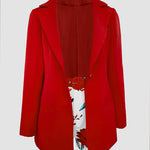 Women's 2-Piece Outfit Single-Breasted Blazer and Floral Print Shorts Set with Belt