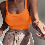 U-Neck Sleeveless Tank Top Bodysuits Slim Fit Ribbed Bodysuits
