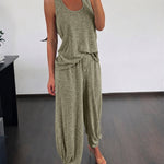 Women's 2 Piece Set U-Neck Tank Top and Straight Leg Pants Casual Loungewear