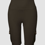 Tummy Control Butt Lifting Active Shorts High Waist Flap Pocket Workout Bermuda Cargo Running Shorts