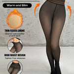 Women's Fleece Lined Tights Fake Translucent Warm Pantyhose High Waist Elastic Thermal Winter Stockings