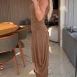 Women's One Shoulder Ruched Side Bodycon Dress Asymmetrical Hem Sleeveless Slim Fit Party Dress