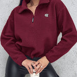 Stand Collar Zipper Design Casual Sweatshirt