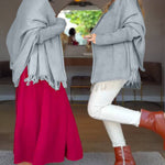 Tassel Design Long Sleeve Slit Cardigan Fashion Versatile Warm Cape Shawl