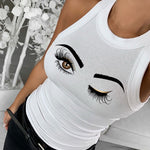 Eyelash Print Casual Tank Top