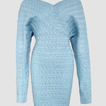 V-Neck Hollow Out Long Sleeve Knit Dress