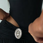 Women's 2 Piece Outfits Sleeveless Slim Fit Bodysuit and Rhinestone High Waist Ruched Wide Leg Pants Set