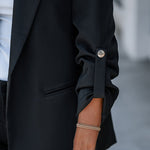 Notched Collar Roll Up Sleeve Blazer Coat