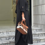 2 Pieces Outfit Turn-down Collar Turn-Up Sleeves Button Front Asymmetrical Hem Longline Blouse and Casual Elastic Waist Wide Leg Pants Set