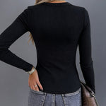 Women's Square Neck Long Sleeve Top Rhinestone Ribbed Knit Shirt Slim Fit Casual Sparkly Tee