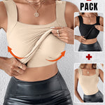 Chicme Contourx 2 Piece U Neck Shapewear Built In Bra Tank High Strechy Sleeveless Slim Fit Tops Camisole