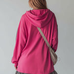 Sporty Color-blocked Ruffled Half-zip Hooded Long-sleeved Mini Dress