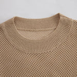 Retro Khaki Short-sleeved Knit Top