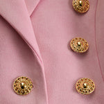 Lapel Multi-button Faux Suede And Fur Blazer