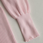 Elegant Pink V-neck Single-breasted Knitted Mini Dress