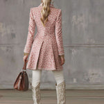 Lapel Single-breasted Pink Leopard Print Mid-length Coat
