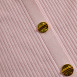 Elegant Pink V-neck Single-breasted Knitted Mini Dress