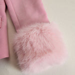 Lapel Multi-button Faux Suede And Fur Blazer