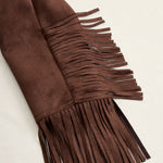 Western-style Brown Suede Tassel Zip-up Jacket