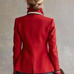 Ruffled Stand-up Collar Single-breasted Rose Embroidered Jacket