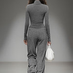 Casual Long-sleeved T-shirt And Wide-leg Pants Set