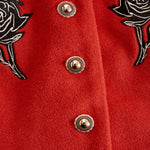 Ruffled Stand-up Collar Single-breasted Rose Embroidered Jacket