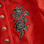 Ruffled Stand-up Collar Single-breasted Rose Embroidered Jacket
