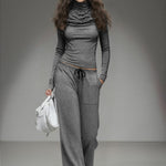 Casual Long-sleeved T-shirt And Wide-leg Pants Set