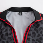 Leopard Print Chiffon Short-sleeved Top And Trousers Set