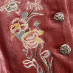 Western-style Stand-up Collar Single-breasted Floral Embroidered Velvet Jacket