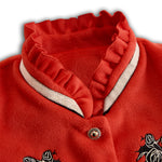 Ruffled Stand-up Collar Single-breasted Rose Embroidered Jacket
