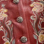 Western-style Stand-up Collar Single-breasted Floral Embroidered Velvet Jacket