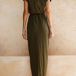 Margovil Crewneck Side Split Irregular Slim Dress