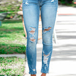 Margovil Distressed Raw Hem Ripped Skinny Jeans