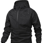 KZZ Men's Solid Color Half Zip Pocket Hooded Jacket