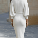 Lydia | Draped batwing-sleeve midi dress