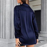 Satin Silk V-Neck Shirt - Nadorine (Us Only)