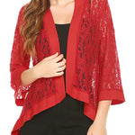 Nadorine Women's 3/4 Sleeve Sheer Cardigan