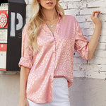 Satin Silk V-Neck Shirt - Nadorine (Us Only)